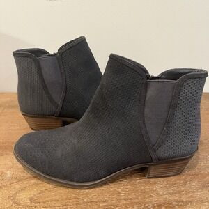 KENSIE Gerona Ankle Boots Dark Gray 8M Textured Leather Textile Suede Perforated